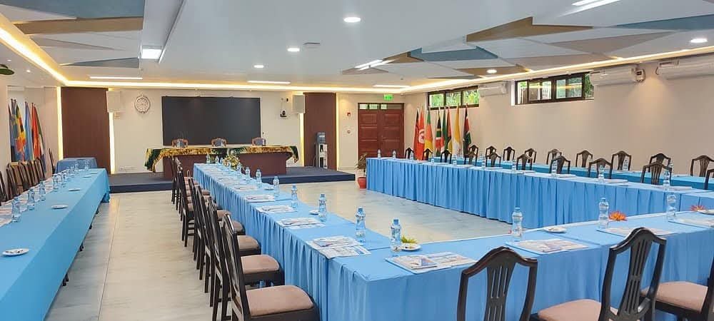 The main conference hall at Roussel House, where the plenary sessions will be held.