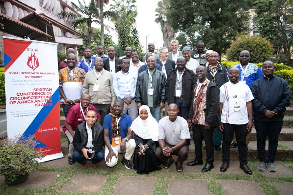 Group photo of participants in the SCCAI Interfaith Dialogue Workshop in the garden of Rosa Mystica Spiritual Centre, Nairobi